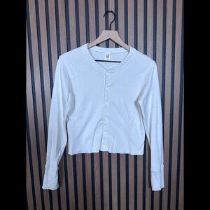 RE/DONE x Hanes Top Medium Womens White Button Front Long Sleeve 100% Cotton